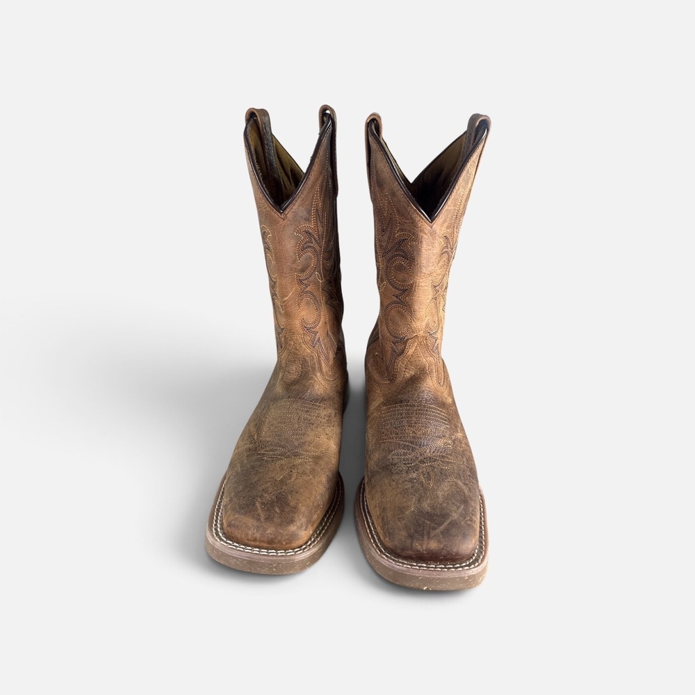 Laredo Mens 6835 Distressed Brown Leather Square Toe Western Cowboy Boots 8.5 D